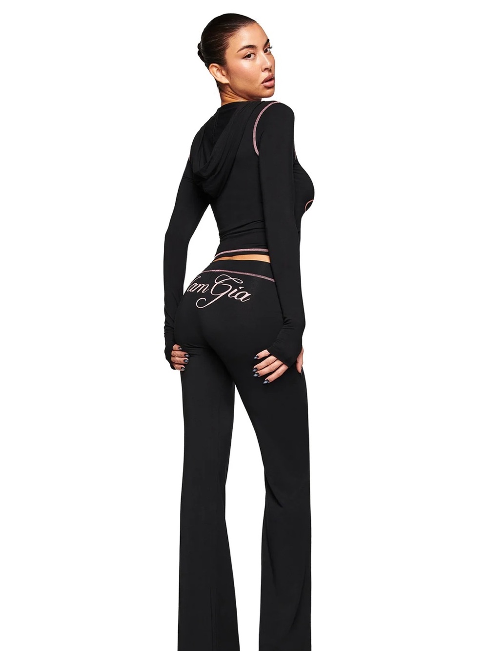 NWT I.AM.GIA Blare Black Trackpant with Pink Accent